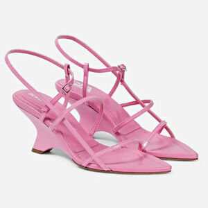 Gia Borghini Women's Gia 26 Strappy Wedge Sandals Pink Size 39 IT (MSRP $510)